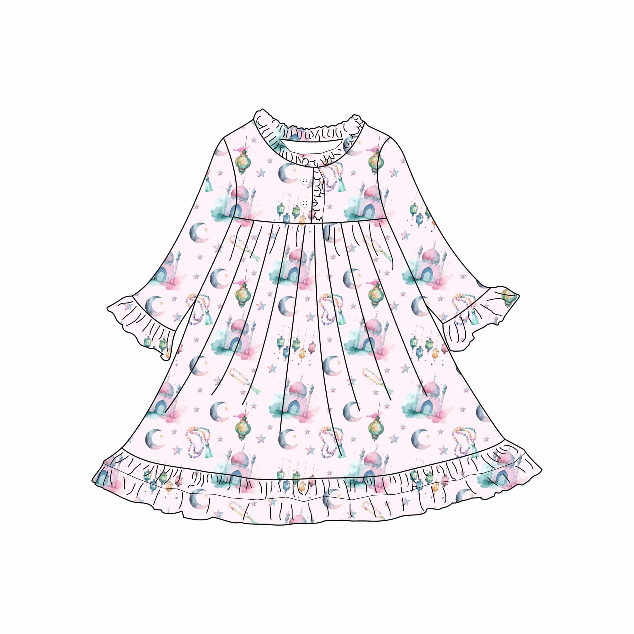 Pink Lantern Moon & Star Bamboo Nightgown