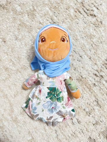 BLUE HIJAB & FLORAL DRESS MUSLIM HIJAB DOLL