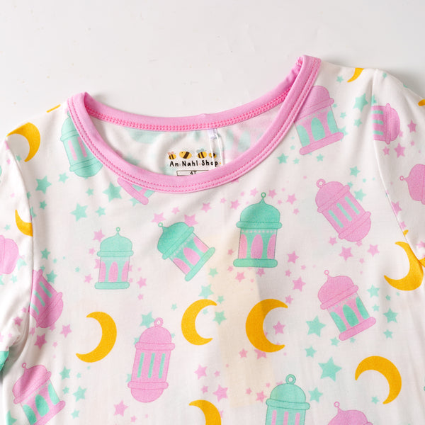 Ramadan Moon & Lantern Bamboo (Short sleeves) Nightgown - Pink