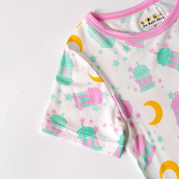 Ramadan Moon & Lantern Bamboo (Short sleeves) Nightgown - Pink