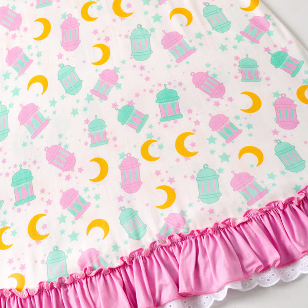 Ramadan Moon & Lantern Bamboo (Short sleeves) Nightgown - Pink