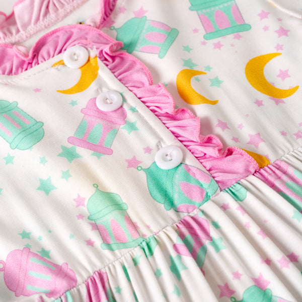 Ramadan Moon & Lantern Bamboo Nightgown - Pink
