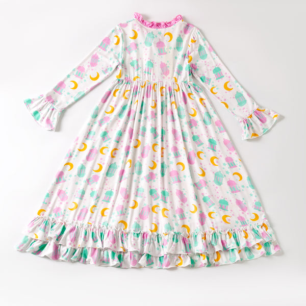 Ramadan Moon & Lantern Bamboo Nightgown - Pink