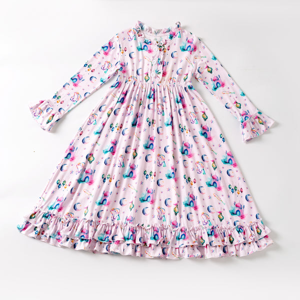 Pink Lantern Moon & Star Bamboo Nightgown
