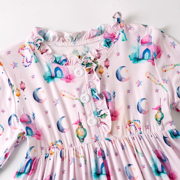 Pink Lantern Moon & Star Bamboo Nightgown