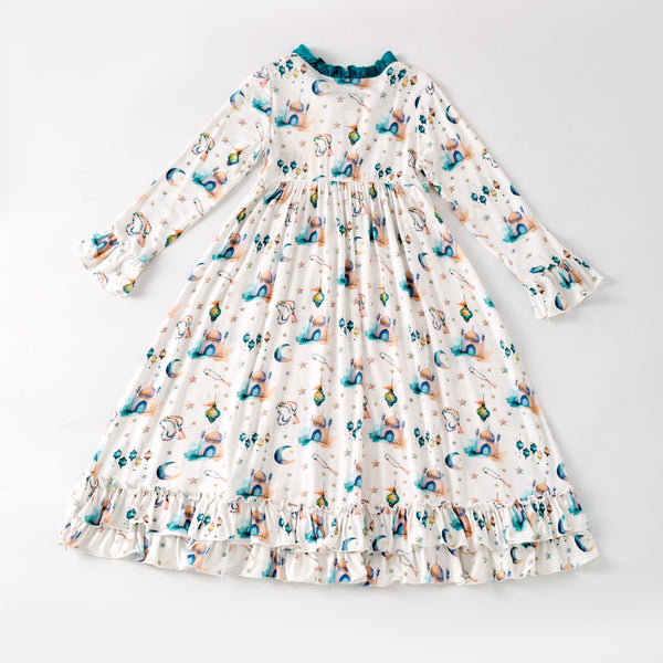 Teal Ramadan Moon & Lantern Nightgown