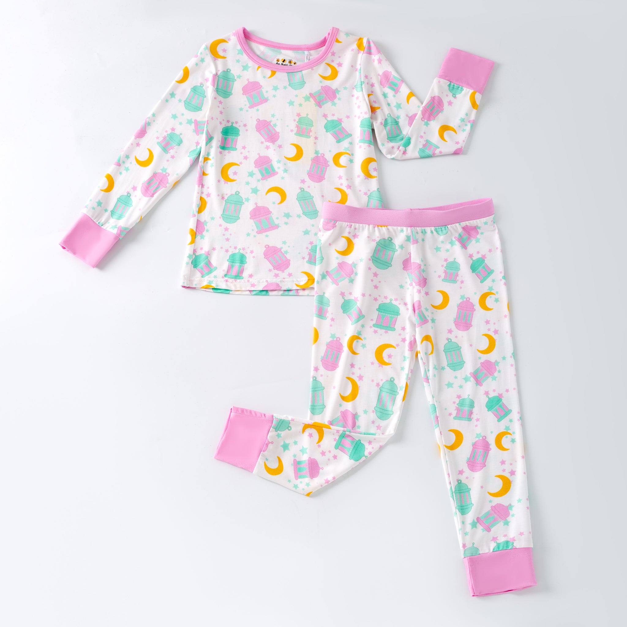 Ramadan Moon & Lantern Bamboo Pajamas - Pink
