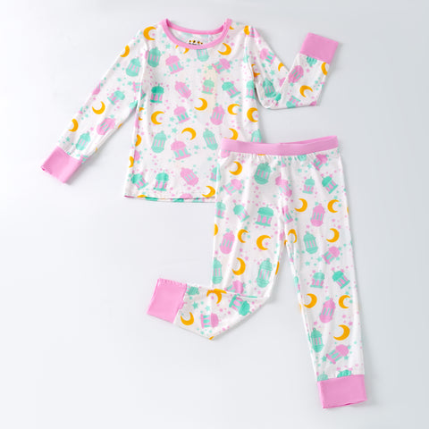 Ramadan Moon & Lantern Bamboo Pajamas - Pink