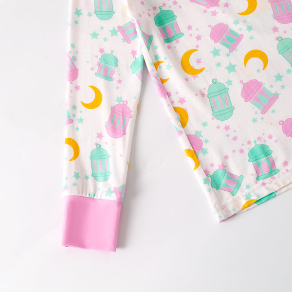 Ramadan Moon & Lantern Bamboo Pajamas - Pink