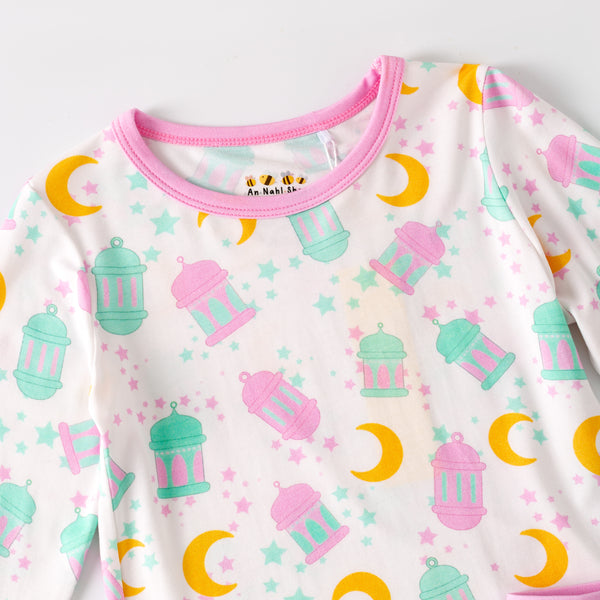 Ramadan Moon & Lantern Bamboo Pajamas - Pink