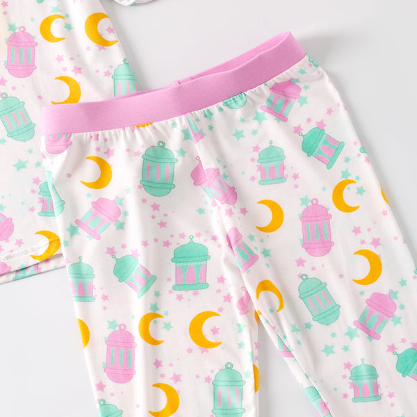 Ramadan Moon & Lantern Bamboo Pajamas - Pink