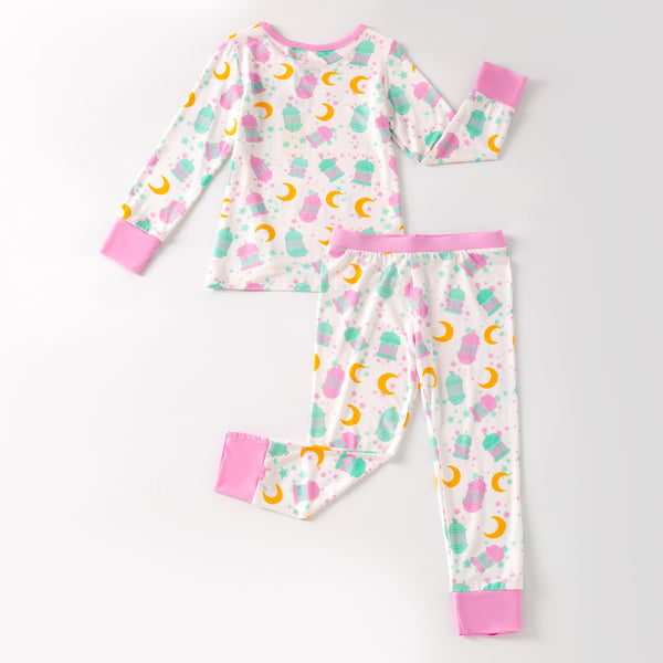 Ramadan Moon & Lantern Bamboo Pajamas - Pink