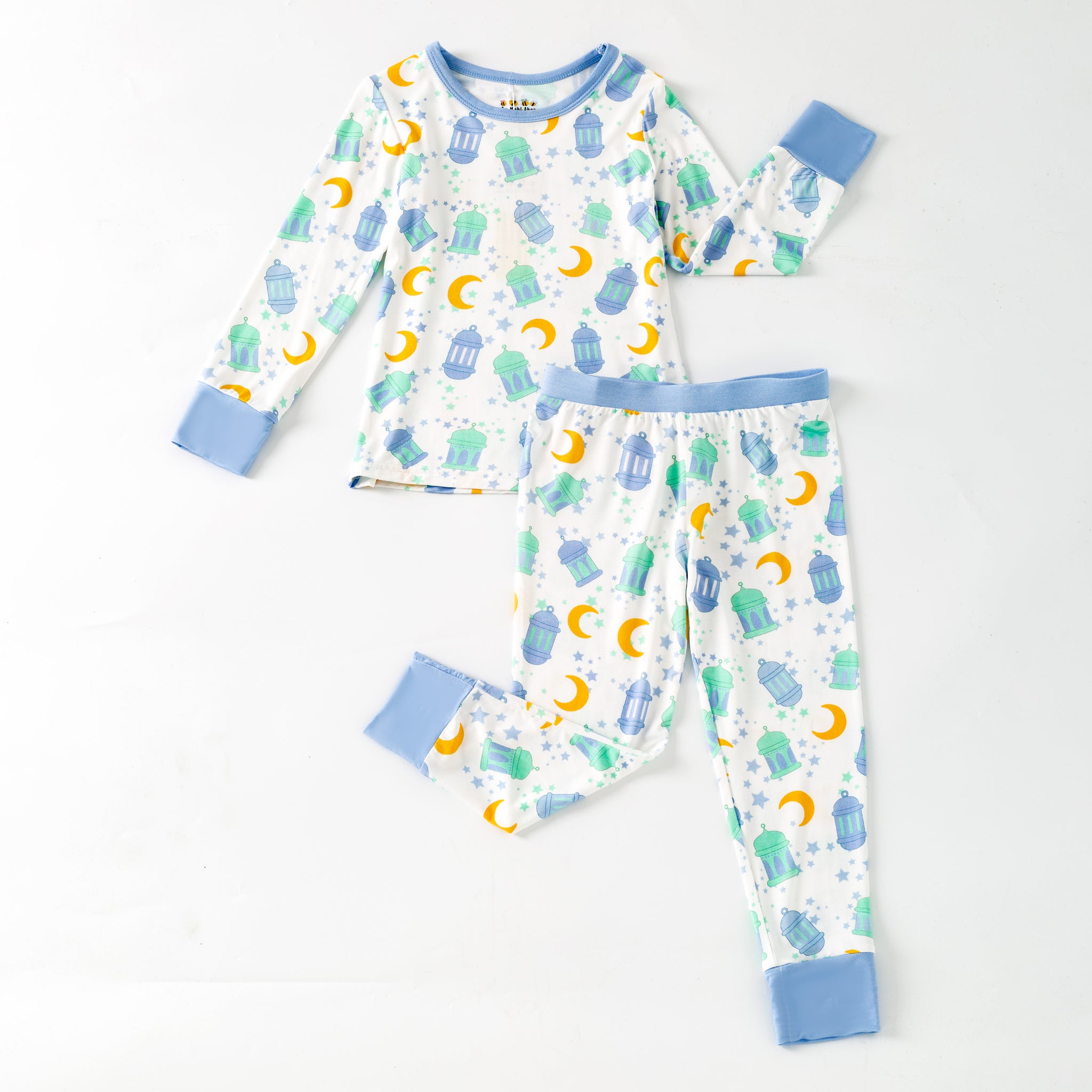 Ramadan Moon & Lantern Bamboo Pajamas - Blue