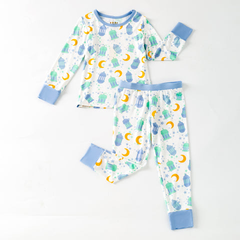Ramadan Moon & Lantern Bamboo Pajamas - Blue