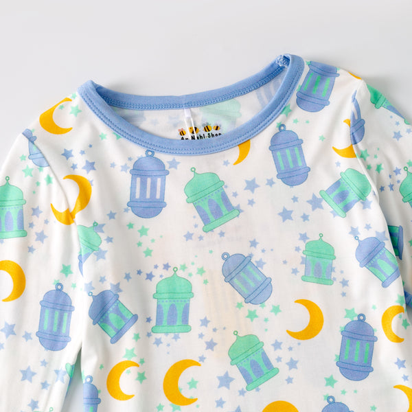 Ramadan Moon & Lantern Bamboo Pajamas - Blue