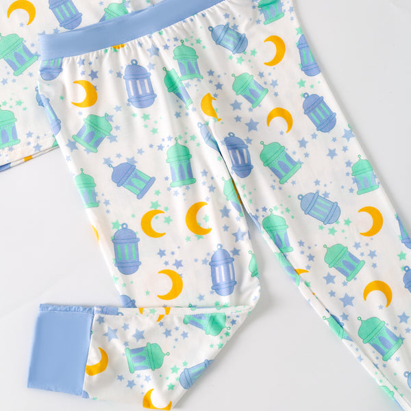Ramadan Moon & Lantern Bamboo Pajamas - Blue