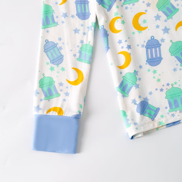 Ramadan Moon & Lantern Bamboo Pajamas - Blue