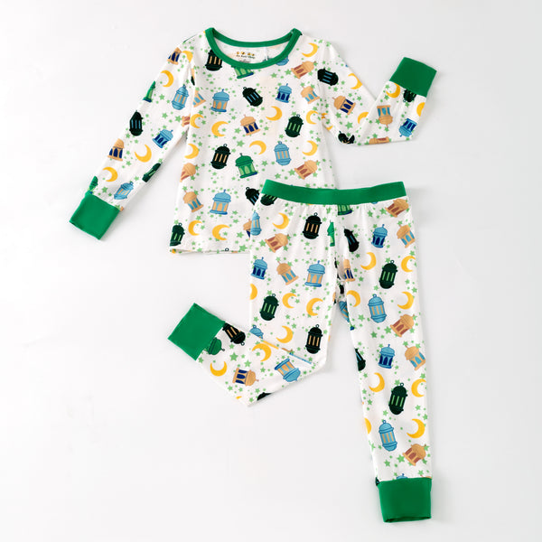 Ramadan Moon & Lantern Bamboo Pajamas - Green
