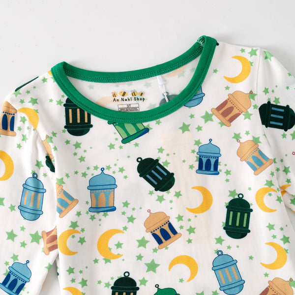 Ramadan Moon & Lantern Bamboo Pajamas - Green