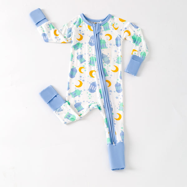 Ramadan Moon & Lantern Bamboo Zippy - Blue