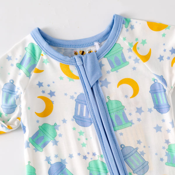 Ramadan Moon & Lantern Bamboo Zippy - Blue