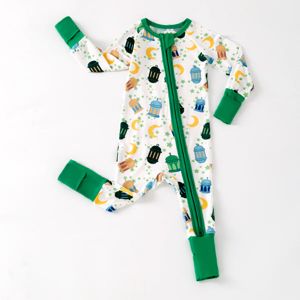 Ramadan Moon & Lantern Bamboo Zippy - Green