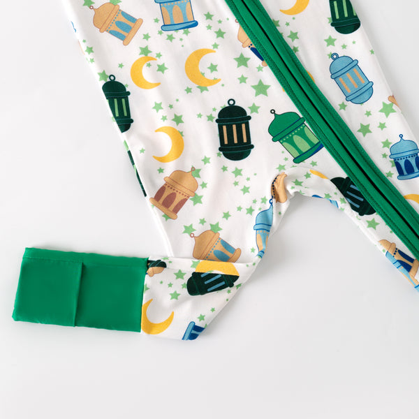 Ramadan Moon & Lantern Bamboo Zippy - Green