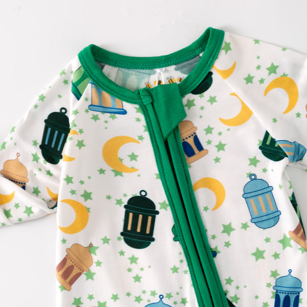 Ramadan Moon & Lantern Bamboo Zippy - Green