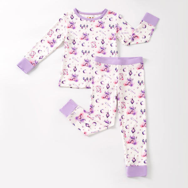 Purple Lantern Moon & Star Bamboo Pajamas & Zippy
