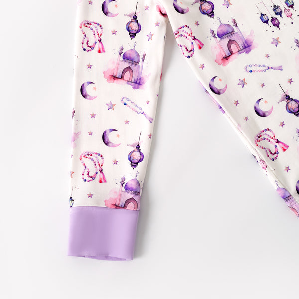 Purple Lantern Moon & Star Bamboo Pajamas & Zippy