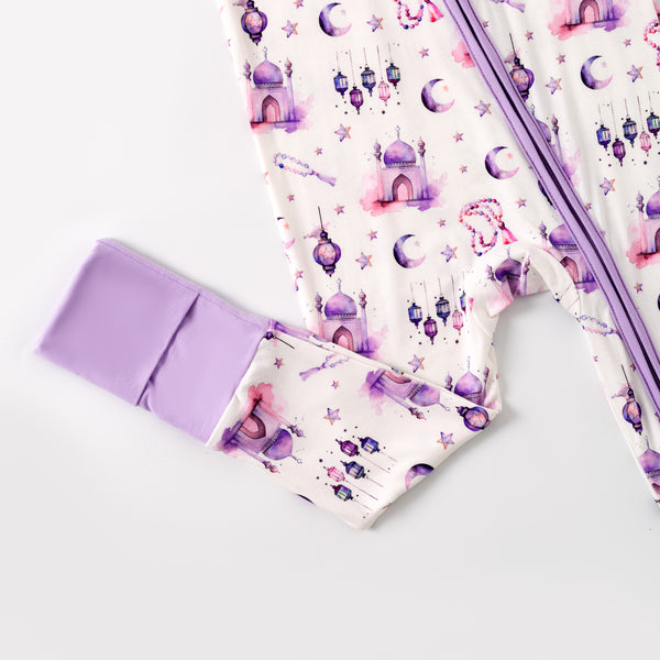 Purple Lantern Moon & Star Bamboo Pajamas & Zippy