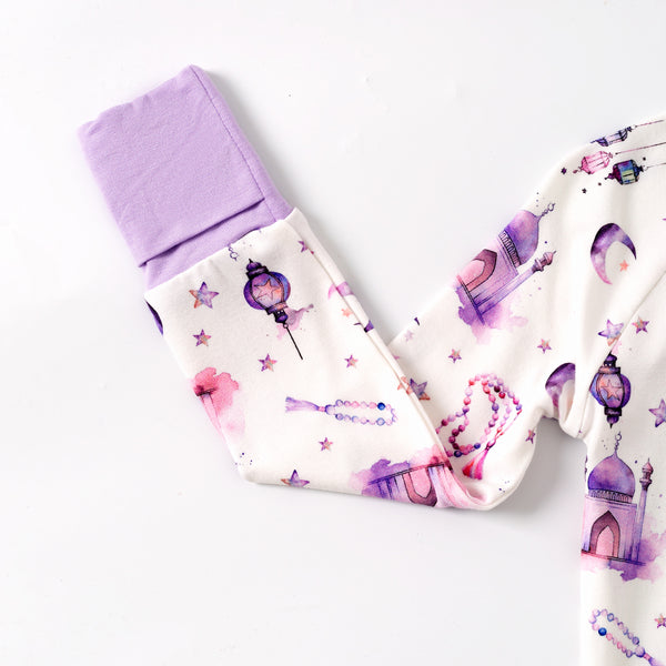 Purple Lantern Moon & Star Bamboo Pajamas & Zippy