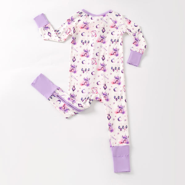 Purple Lantern Moon & Star Bamboo Pajamas & Zippy