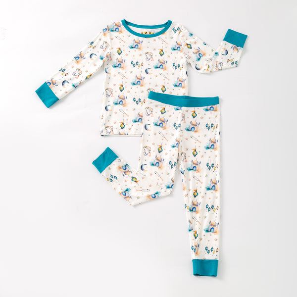 Teal Lantern Moon & Star Bamboo Pajamas & Zippy