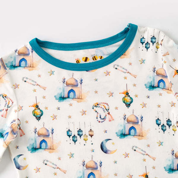 Teal Lantern Moon & Star Bamboo Pajamas & Zippy