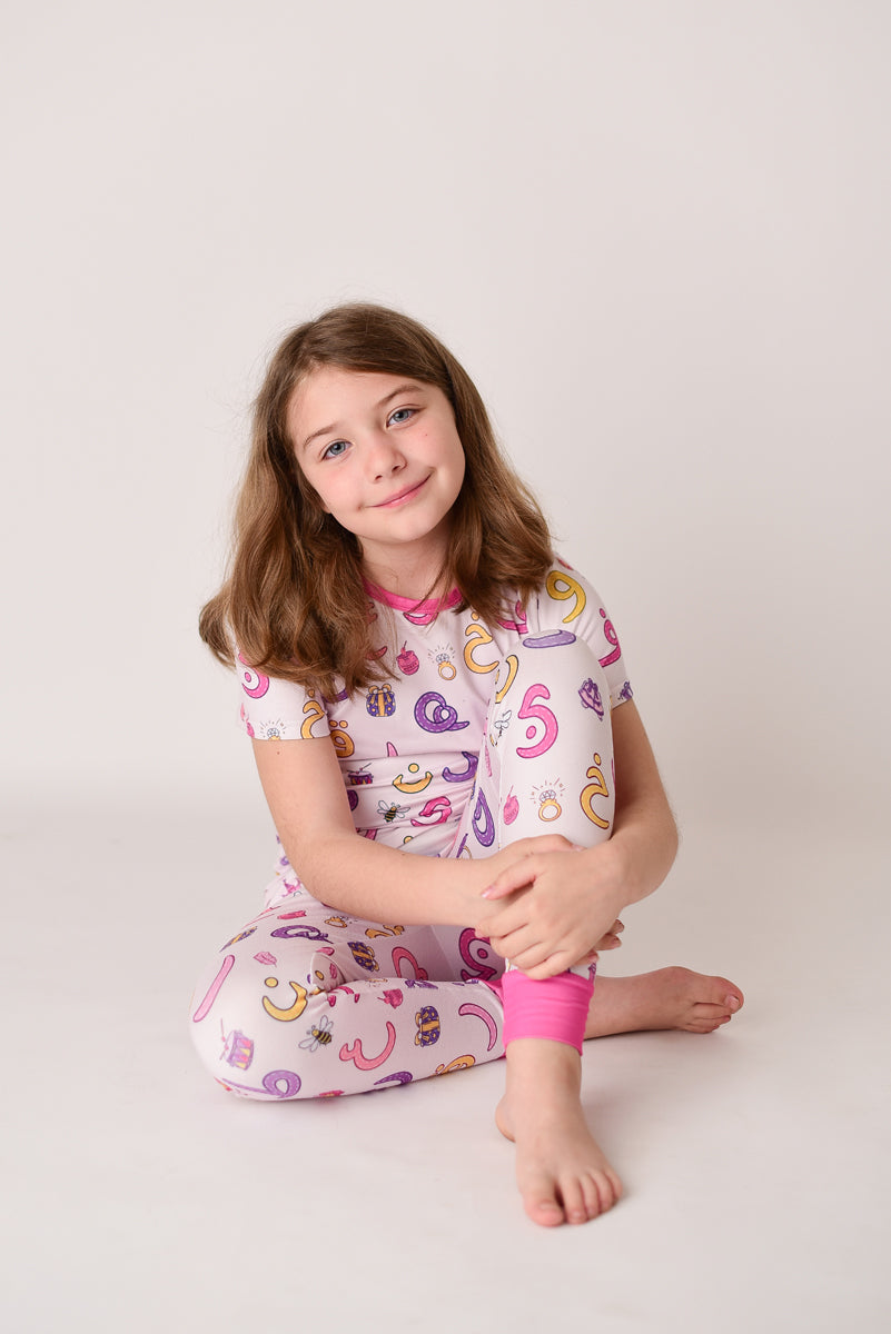 Arabic Alphabet Short sleeves Pajamas - Pink
