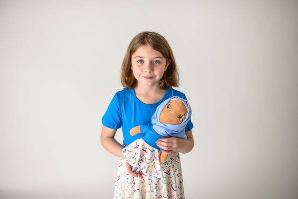 ARABIC  ALPHABET TWIRL DRESS - BLUE