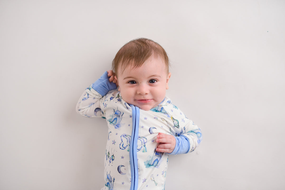 Blue Lantern Moon & Star Bamboo Zippy