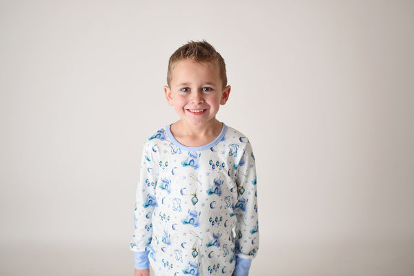 Blue Lantern Moon and Star Pajamas