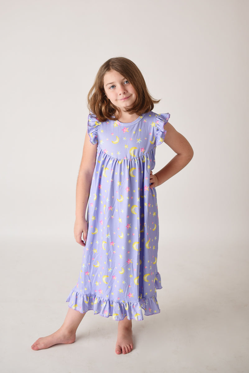 Moon & Star Nightgown - Purple