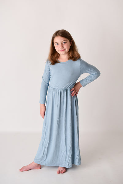 Dust Blue Maxi Bamboo Dress