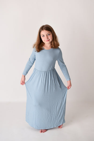 Dust Blue Maxi Bamboo Dress